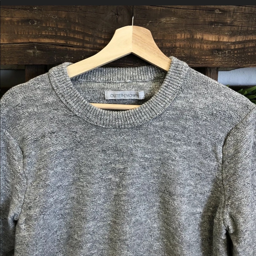 Outerknown Women's Solid Grey Knit Crew Sweater L - image 3
